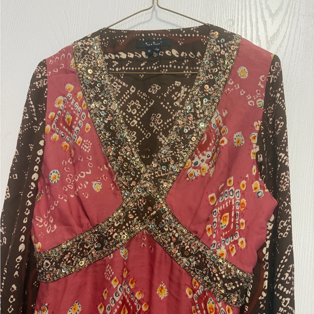 Silk chiffon beaded top Women's Top - Picture 4 of 6